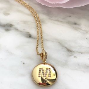 Initial Necklace / micro Pave Letter / M